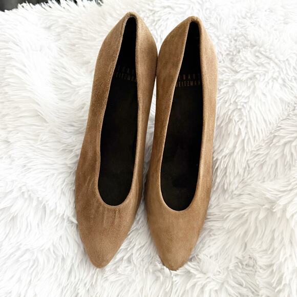 STUART WEITZMAN | Taupe Tan Gray Suede Stiletto Heels Pointed Toe Pumps | Size 8 - Picture 3 of 8